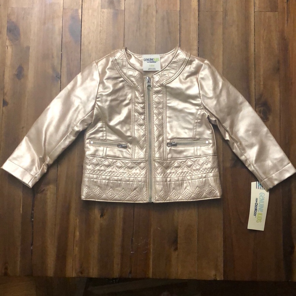 Baby Girl Faux Leather Jacket Gold